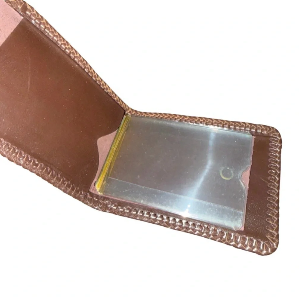 Vintage Oxblood‎ Leather Wallet Whipstitch Edge Western Rustic Bifold